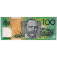 AUSTRALIA 1996 . ONE HUNDRED 100 DOLLAR BANKNOTE . EVANS/FRASER . TEST NOTE . LAST PREFIX CS96